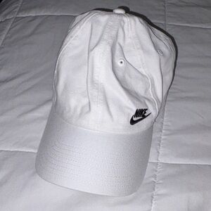 Nike White and Black Logo Cap